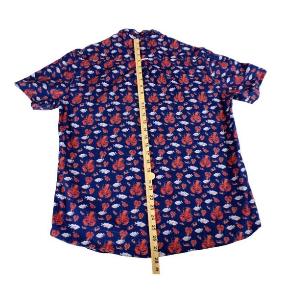Sunrise Kingdom Navy Blue Lobster Fish Design Short Sleeve Button Down L #521 - Picture 7 of 9